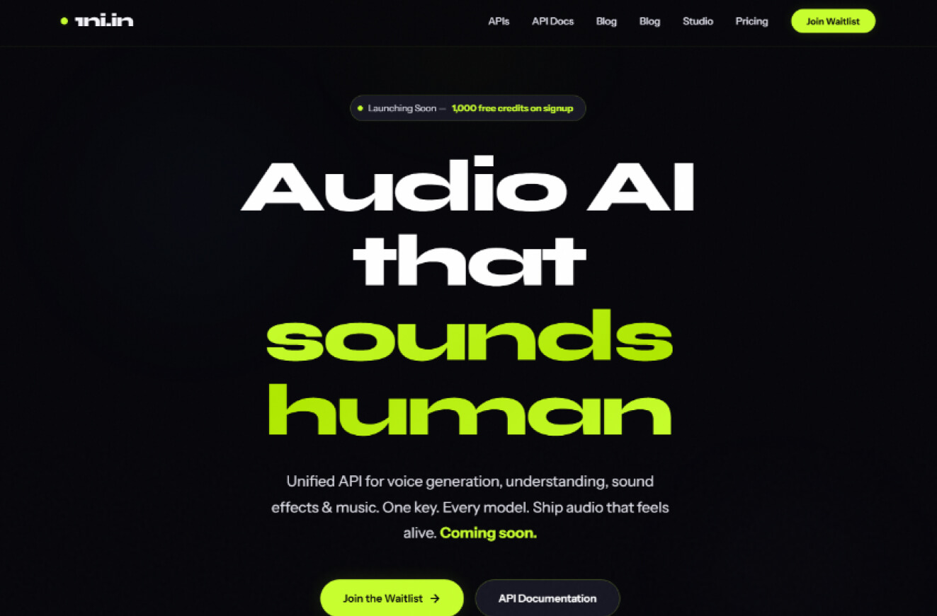 Website screenshot of 1ni.in