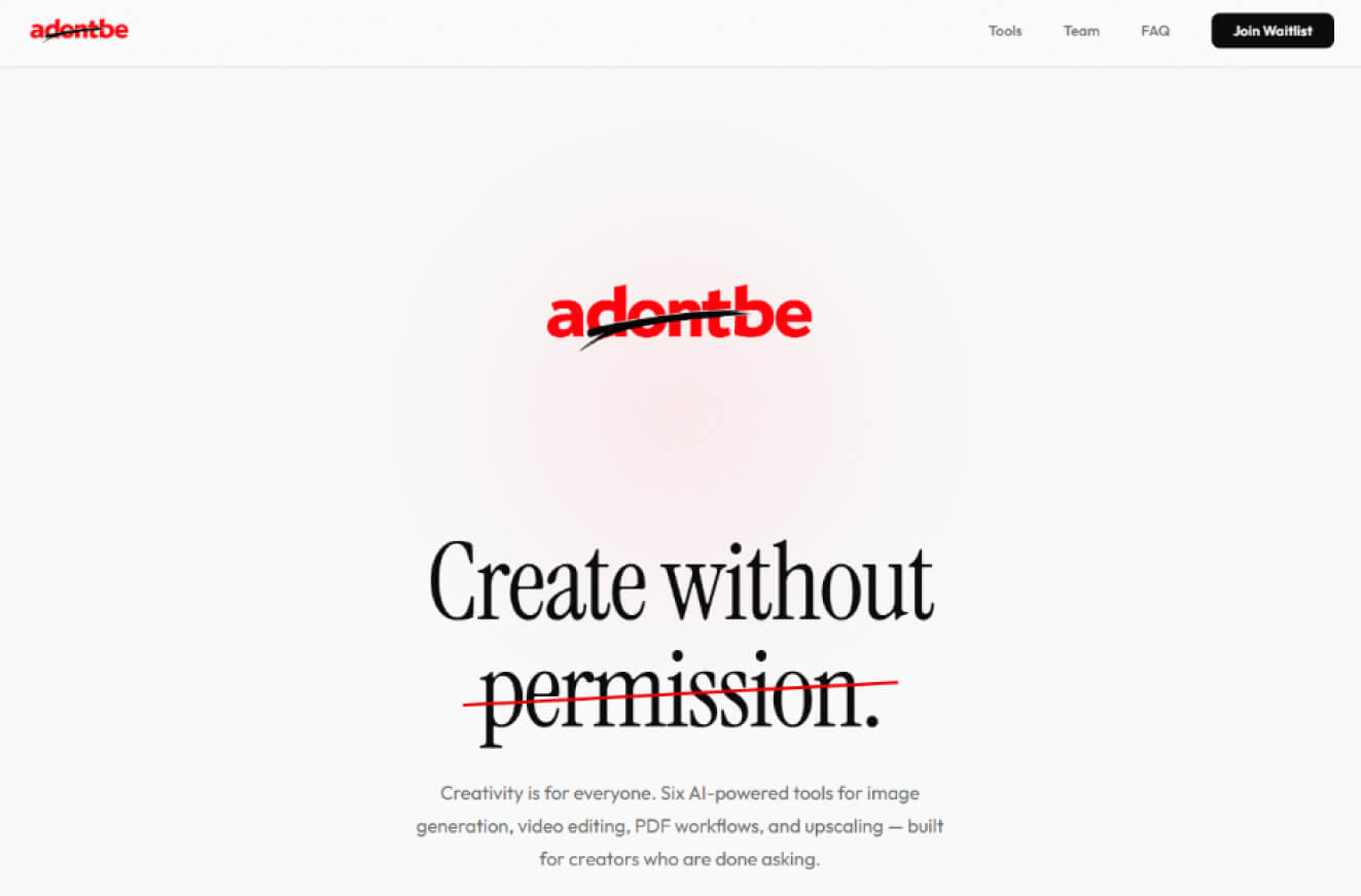 Website screenshot of adontbe.com