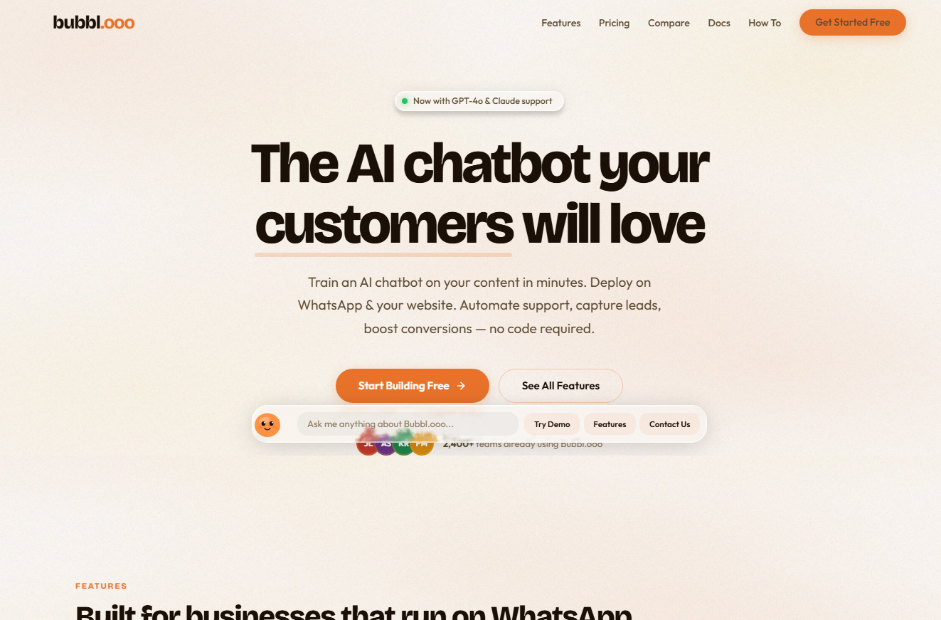 Website screenshot of bubbl.ooo