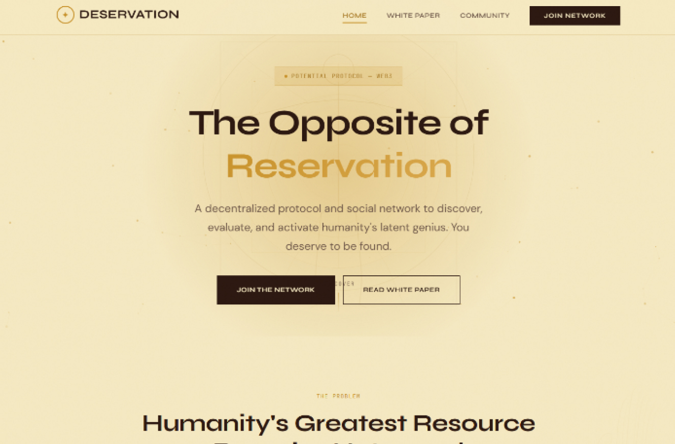 Website screenshot of deservation.com