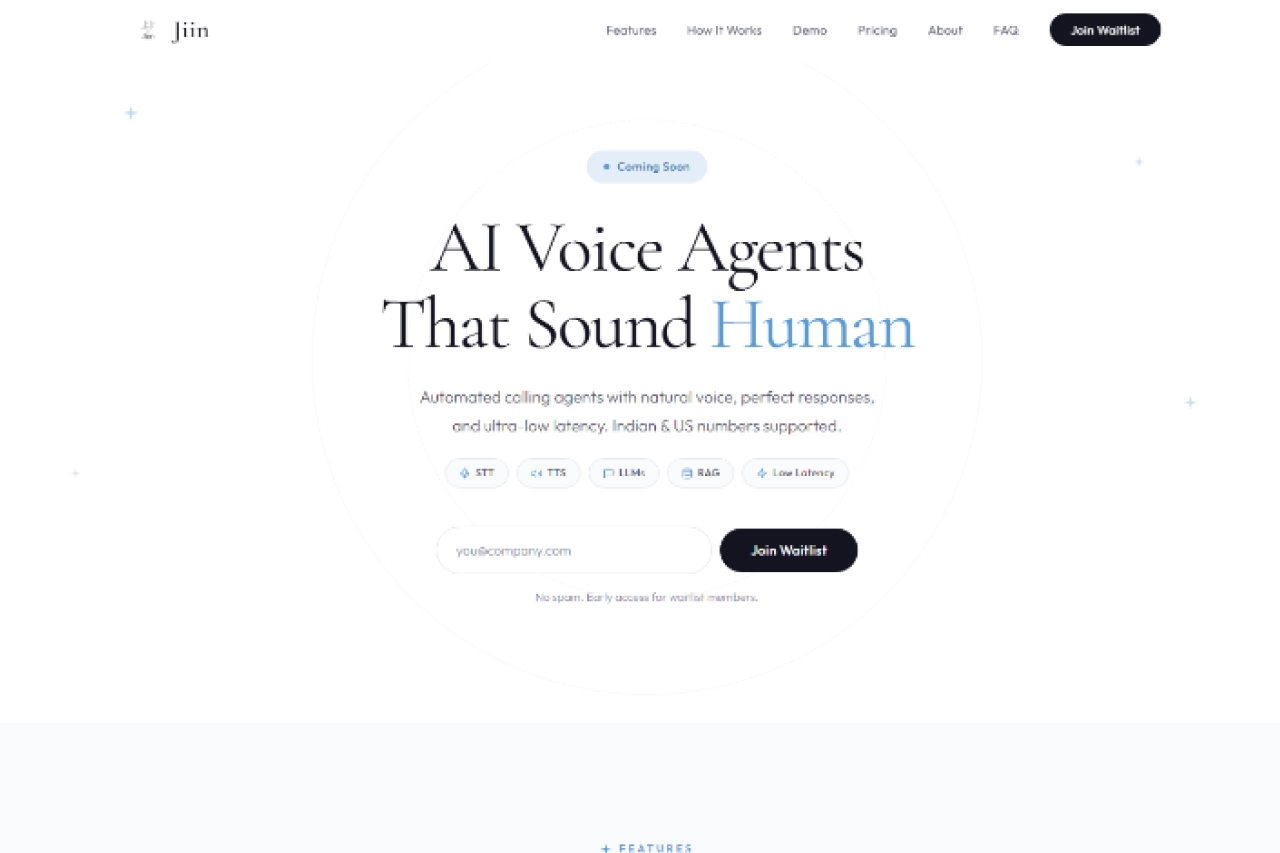 Website screenshot of jiin.in
