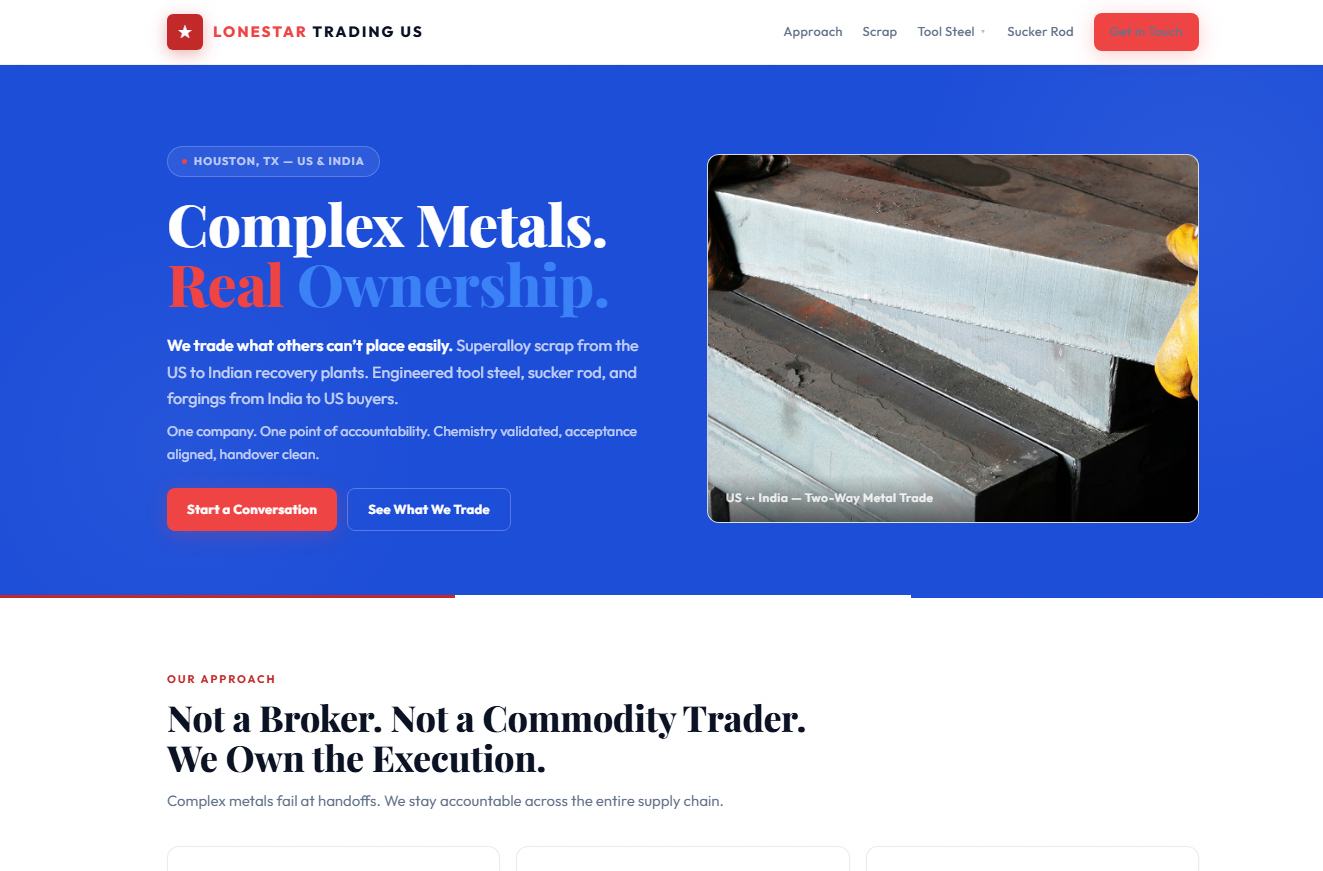 Website screenshot of lonestartrade.us