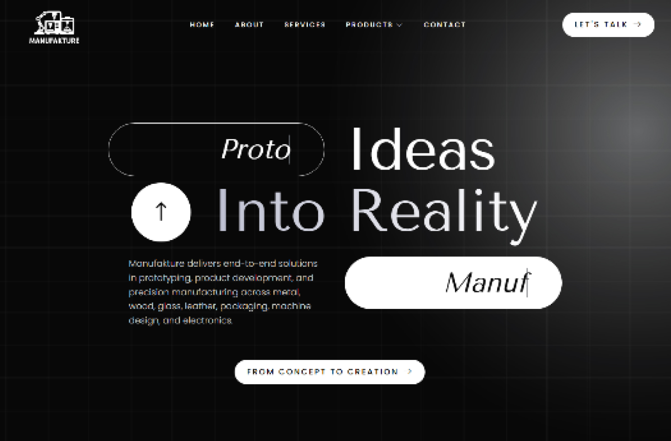 Website screenshot of manufacture.in