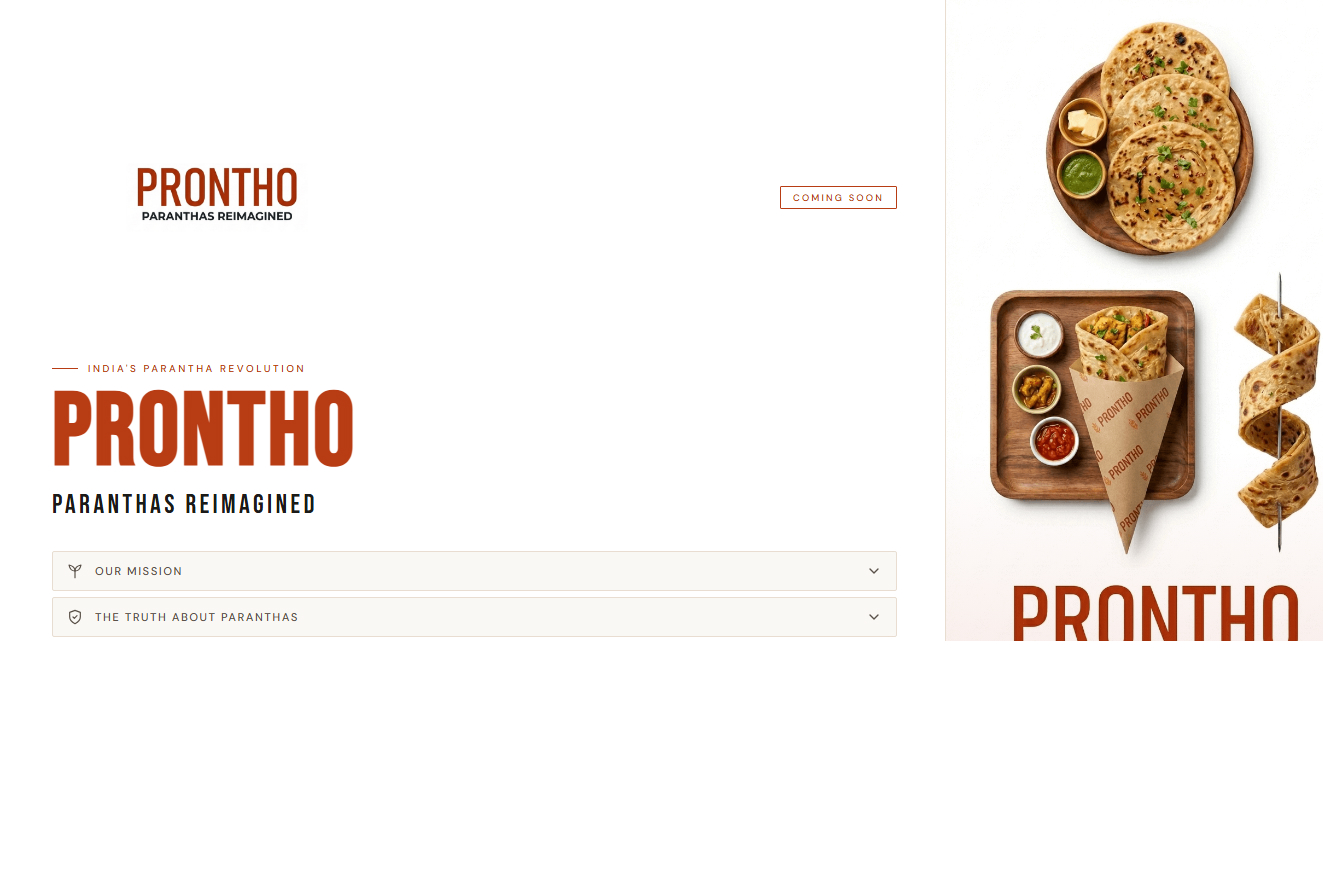 Website screenshot of prontho.in