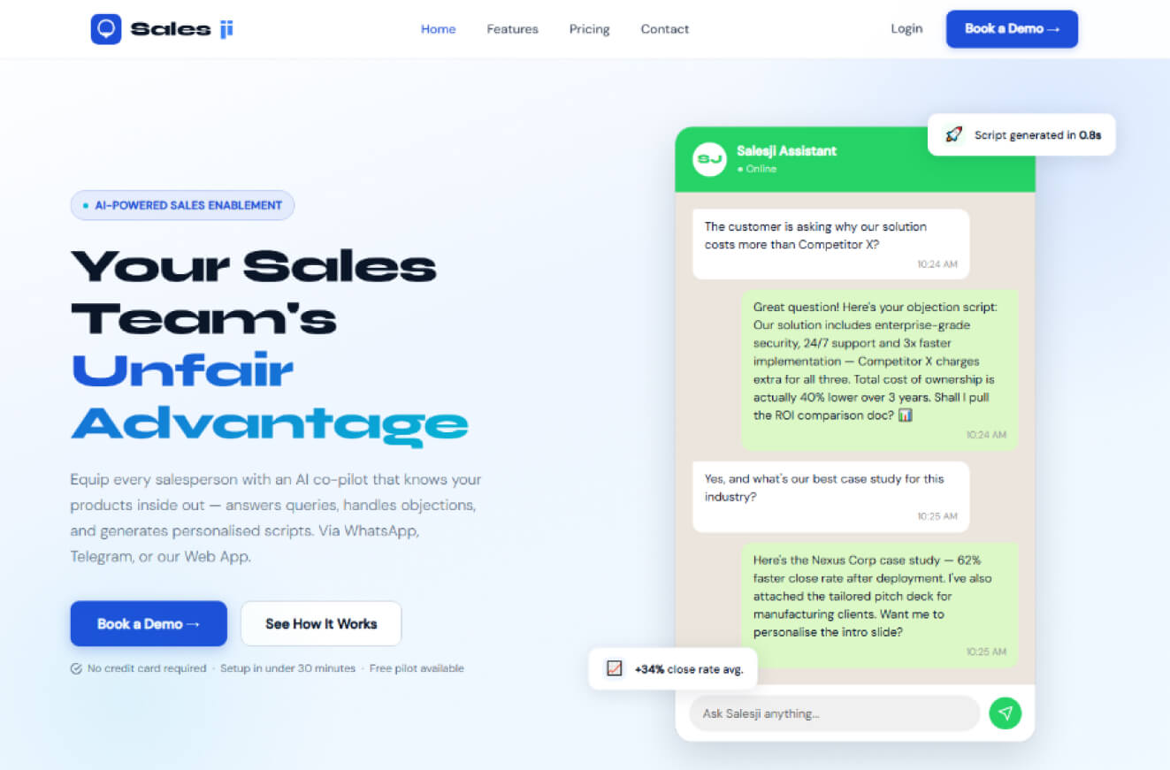 Website screenshot of salesji.com