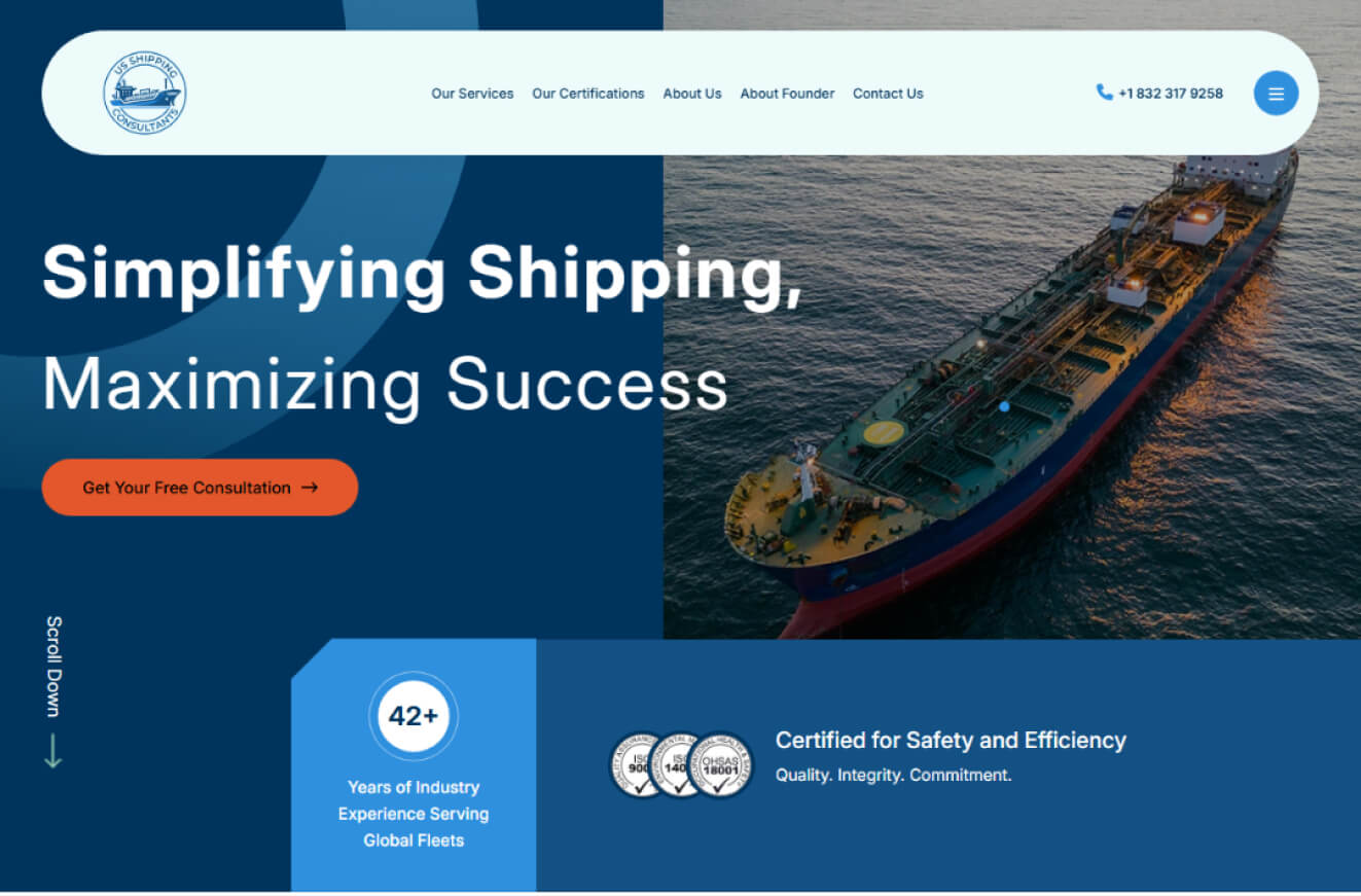 Website screenshot of usshippingconsultants_com